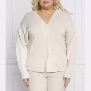 Кардиган стандартного кроя больших размеров мокко с добавлением шерсти Persona By Marina Rinaldi, бежевый