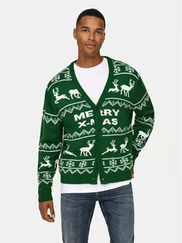 Кардиган стандартного кроя Only & Sons, зеленый