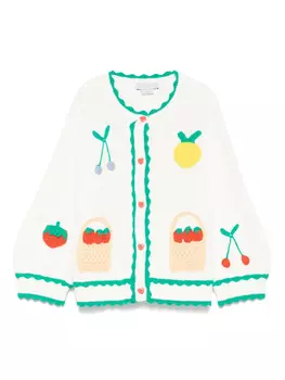 Кардиган Stella McCartney Kids с вышитыми фруктами, белый