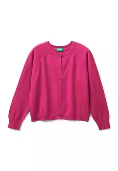 Кардиган STITCH PATTERN ON SLEEVES AND LOGO MEDALLION United Colors of Benetton, сирень