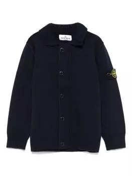 Кардиган Stone Island Junior с эмблемой в виде компаса, черный