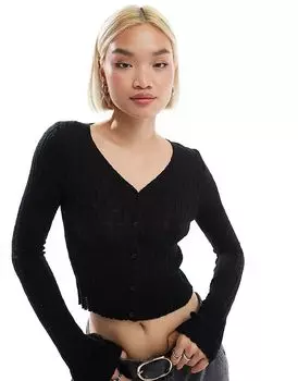 Кардиган STR легкой вязки черного цвета Stradivarius