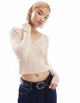 Кардиган Stradivarius STR легкий трикотажный в цвете экрю