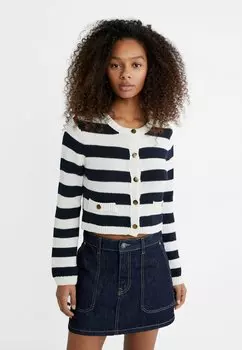 Кардиган Striped With Pockets Stradivarius, цвет mottled beige