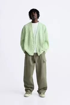 Кардиган структурной тяжки ZARA, лимон желтый