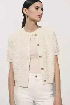 Кардиган структурной вязки H&M, бежевый