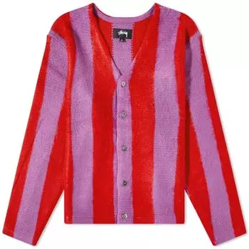 Кардиган Stussy Stripe Brushed, фиолетовый