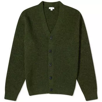 Кардиган Sunspel Fisherman, темно-оливковый