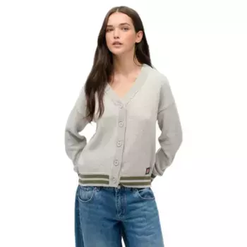 Кардиган Superdry Slouchy Knitted, серый