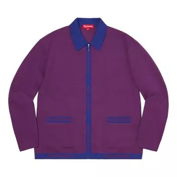 Кардиган Supreme Logo Trim Zip Up Cardigan 'Purple', фиолетовый