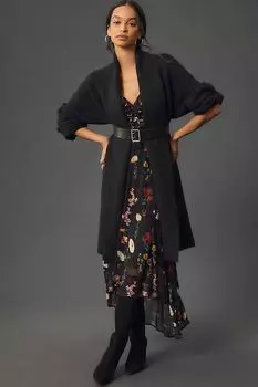 Кардиган-свитер Mariel Anthropologie удлиненный, черный