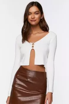 Кардиган-свитер с разрезным краем Forever 21, ванилла