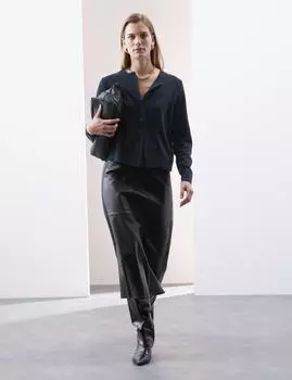 Кардиган свободного кроя из чистого кашемира с круглым вырезом Autograph, темно-синий