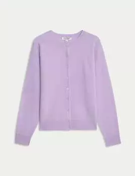 Кардиган свободного кроя из чистого кашемира с круглым вырезом Autograph, цвет Dusted lilac