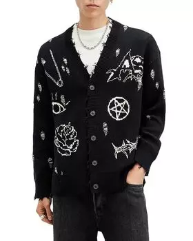 Кардиган свободного кроя из хлопка Koto ALLSAINTS, черный