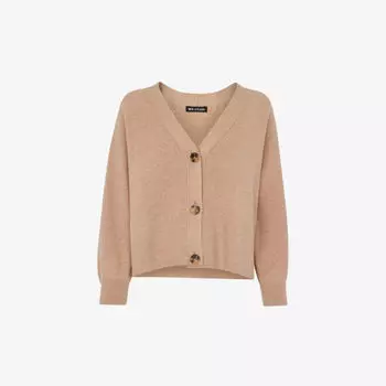 Кардиган свободного кроя из смесового хлопка с V-образным вырезом Whistles, бежевый