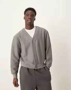 Кардиган свободного кроя с фактурной отделкой в угольном цвете ASOS DESIGN