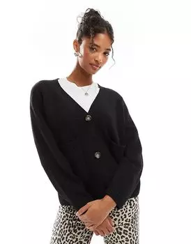 Кардиган свободного кроя с карманами черного цвета Vero Moda