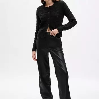 Кардиган связанный ажурной вязкой Gap, черный