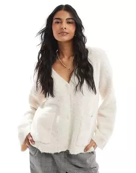 Кардиган Тедди удлиненный кремового цвета Pieces