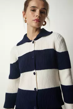 Кардиган - Темно-синий - Классический крой Happiness stanbul, темно-синий