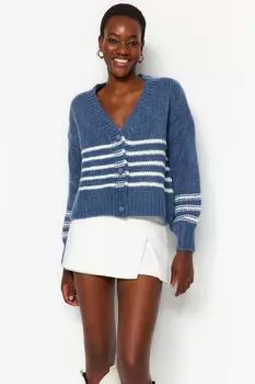 Кардиган - Темно-синий - Классический крой Trendyol, темно-синий