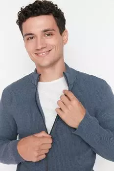 Кардиган - Темно-синий - Приталенный Trendyol