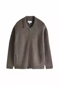 Кардиган TEXTURED ZIP-THROUGH-REGULAR FIT Next, коричневый