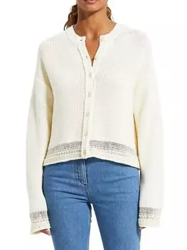 Кардиган Theory Mercer с круглым вырезом, ecru