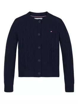 Кардиган Tommy Hilfiger Junior с косичной вязкой, синий