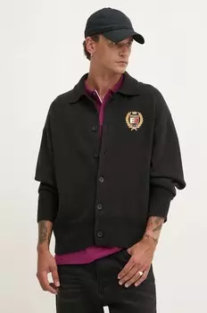 Кардиган Tommy Jeans с добавлением шерсти, черный