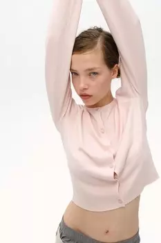 Кардиган тонкой вязки H&M, розовый