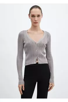 Кардиган тонкой вязки Mango, серебряный