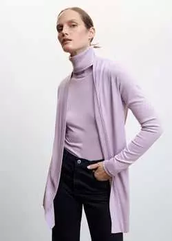 Кардиган тонкой вязки MANGO, светлый/пастельный фиолетовый