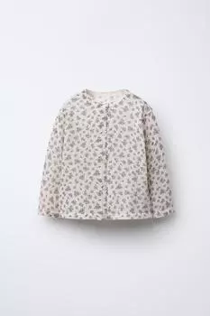 Кардиган тонкой вязки с цветочным принтом ZARA, цвет Beige-pink
