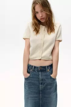 Кардиган тонкой вязки с короткими рукавами H&M, бежевый