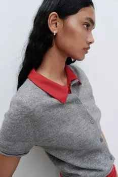 Кардиган тонкой вязки с короткими рукавами H&M, серый