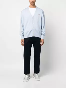 Кардиган тонкой вязки с нашивкой-логотипом Maison Kitsun, синий