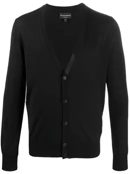 Кардиган тонкой вязки с V-образным вырезом Emporio Armani, черный