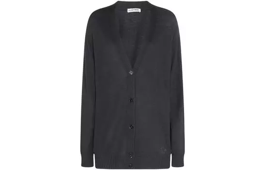 Кардиган тонкой вязки с V-образным вырезом JIL SANDER, черный