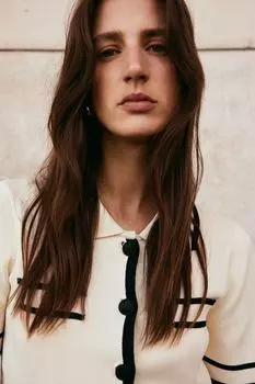 Кардиган тонкой вязки с воротником H&M, бежевый