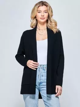 Кардиган тонкой вязки со сложенным воротником Jolie Moi, черный