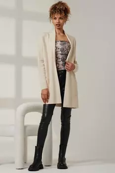 Кардиган тонкой вязки в клетку Jolie Moi, коричневый