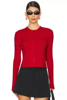 Кардиган-Топ из сверхтонкой мериносовой шерсти White + Warren, алый