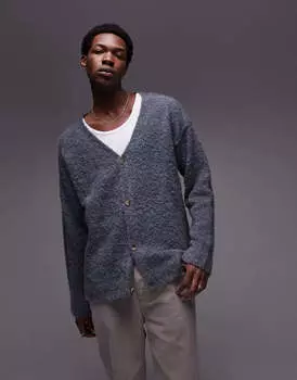 Кардиган Topman Brushed Boucle, зелено-фиолетовый