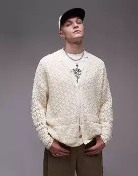 Кардиган Topman крючком цвета экрю