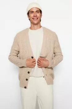 Кардиган Trendyol мужской трикотажный, бежевый