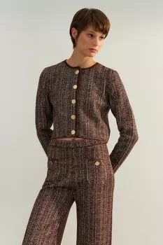 Кардиган Trendyol с блестками, коричневый