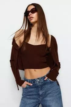 Кардиган TRENDYOLMLLA, коричневый