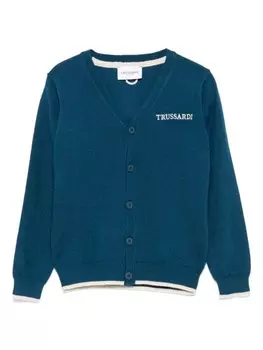 Кардиган TRUSSARDI JUNIOR с вышитым логотипом, синий